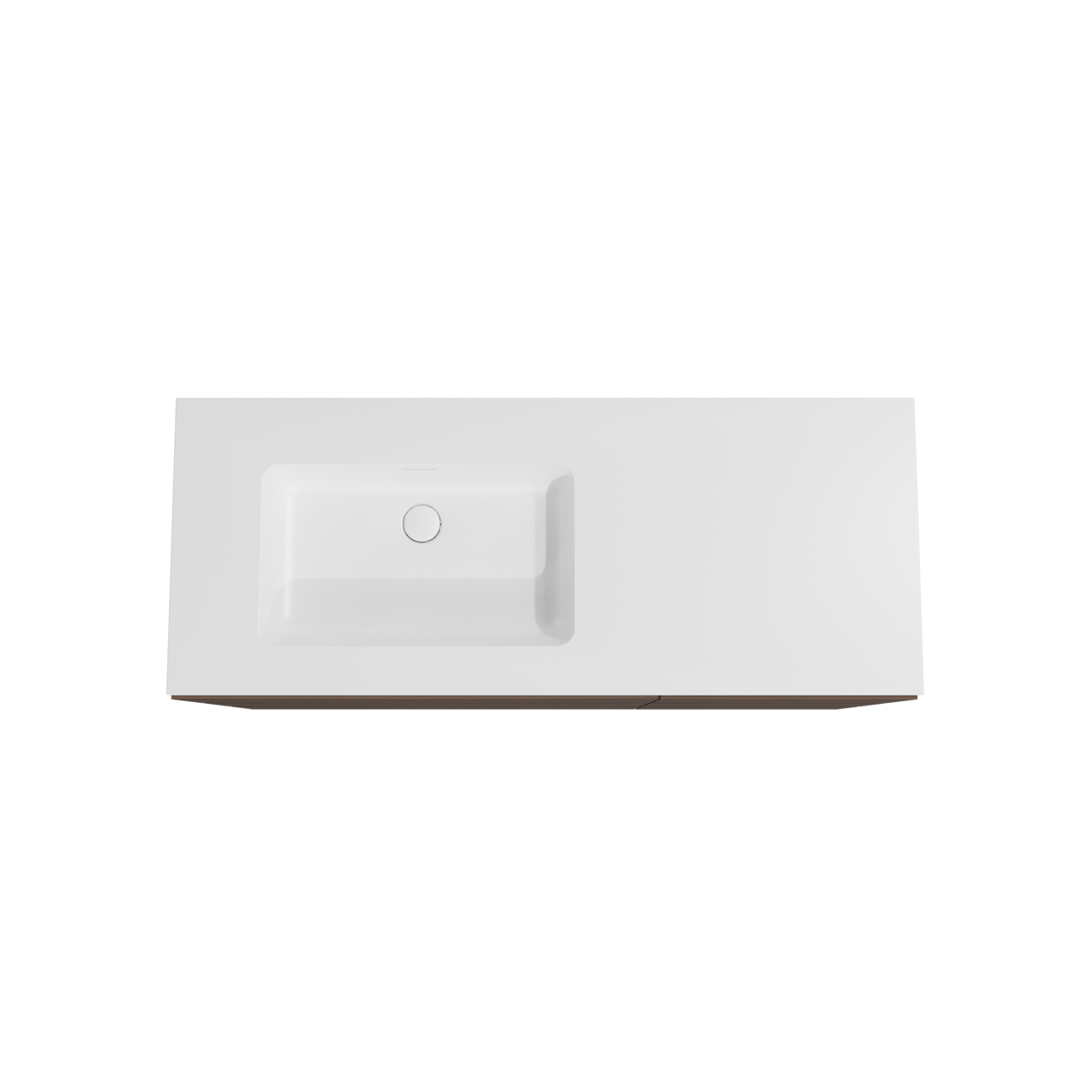 Storke Edge meuble salle de bains à poser 130 x 52 cm noyer avec Mata plan vasque asymétrique à gauche en solid surface blanc mat