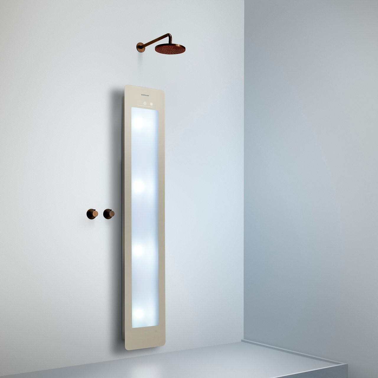 Sunshower Plus L en saillie en sand white avec lumière infrarouge et UV