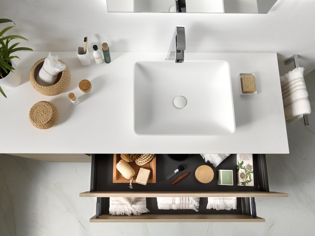 Balmani Still Aufsatzwaschbecken: Solid Surface, matt, rechteckig, 48 x 38 cm