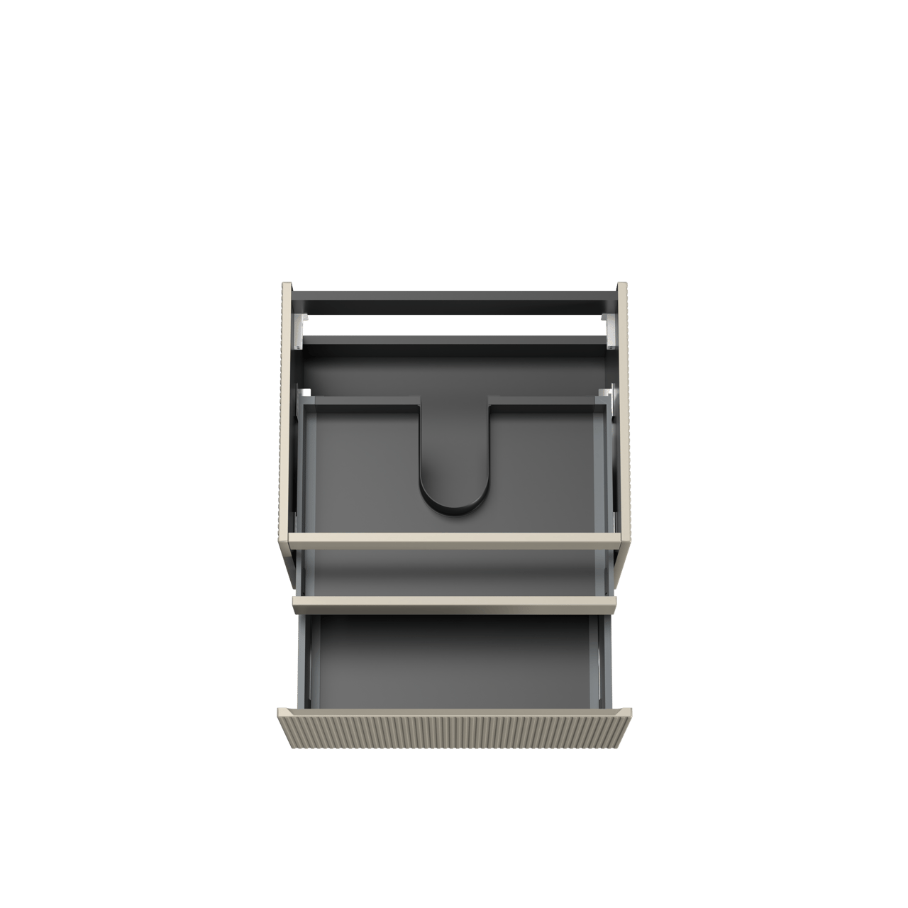 Storke Ribs meuble sous-vasque suspendu 65 x 52 cm soie grise 2 tiroirs