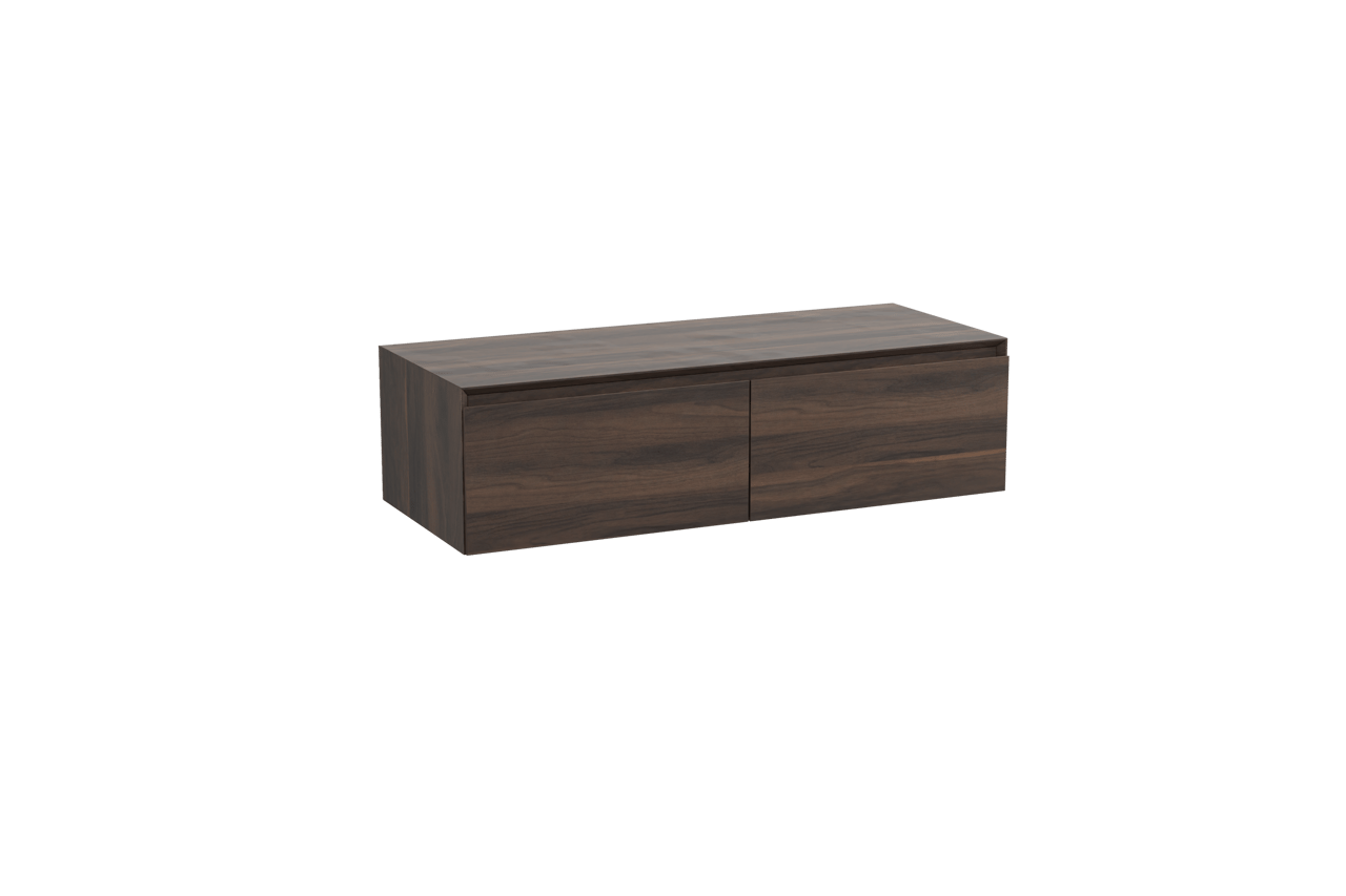 Storke Edge Modulo hängender Waschbeckenunterschrank: 120 x 48 cm, Nussbaum, 2 Schubladen