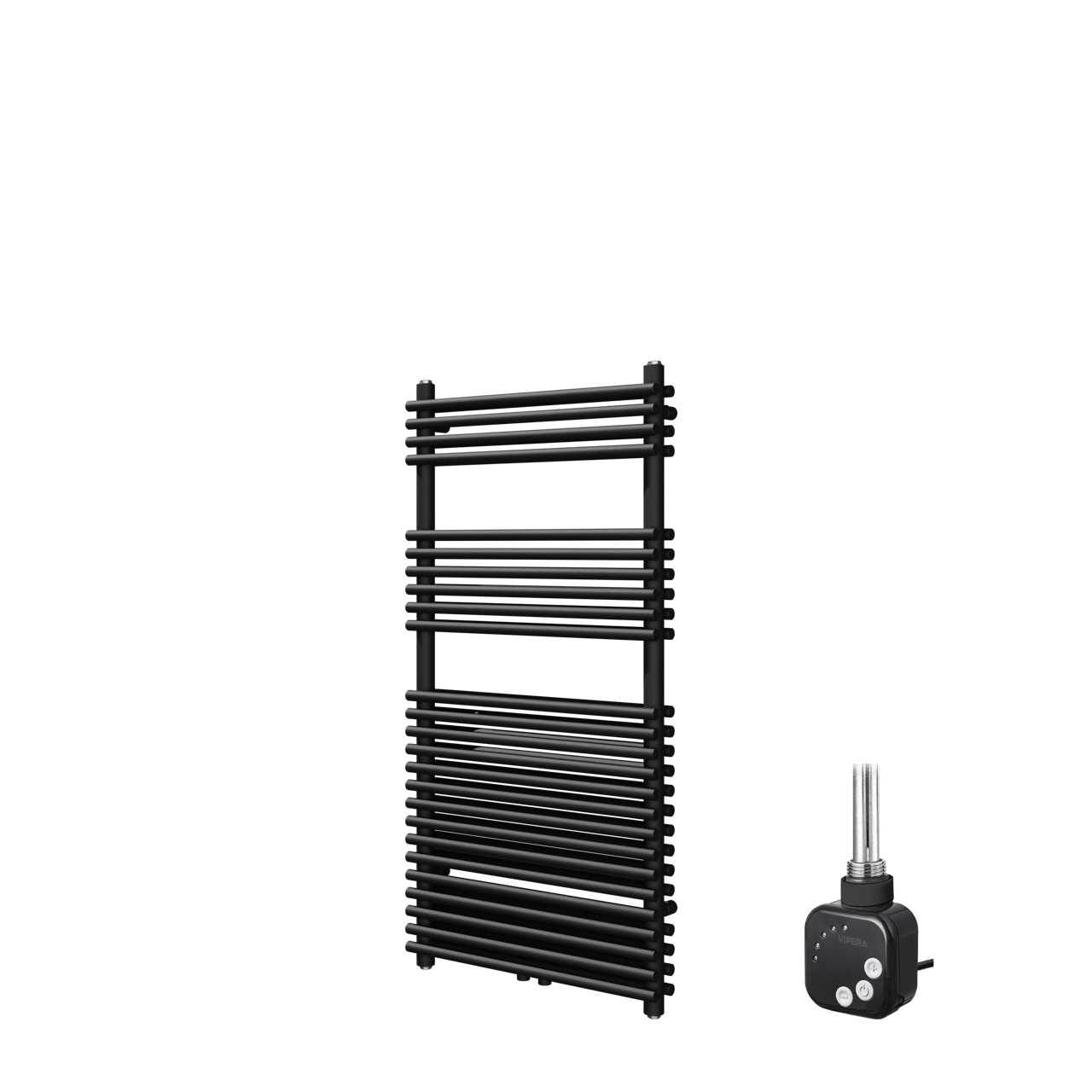 Vipera Alegria sèche-serviettes Doublé 60 x 120 cm chauffage électrique noir mat raccordement latéral et central possible 1000W, résistance incluse