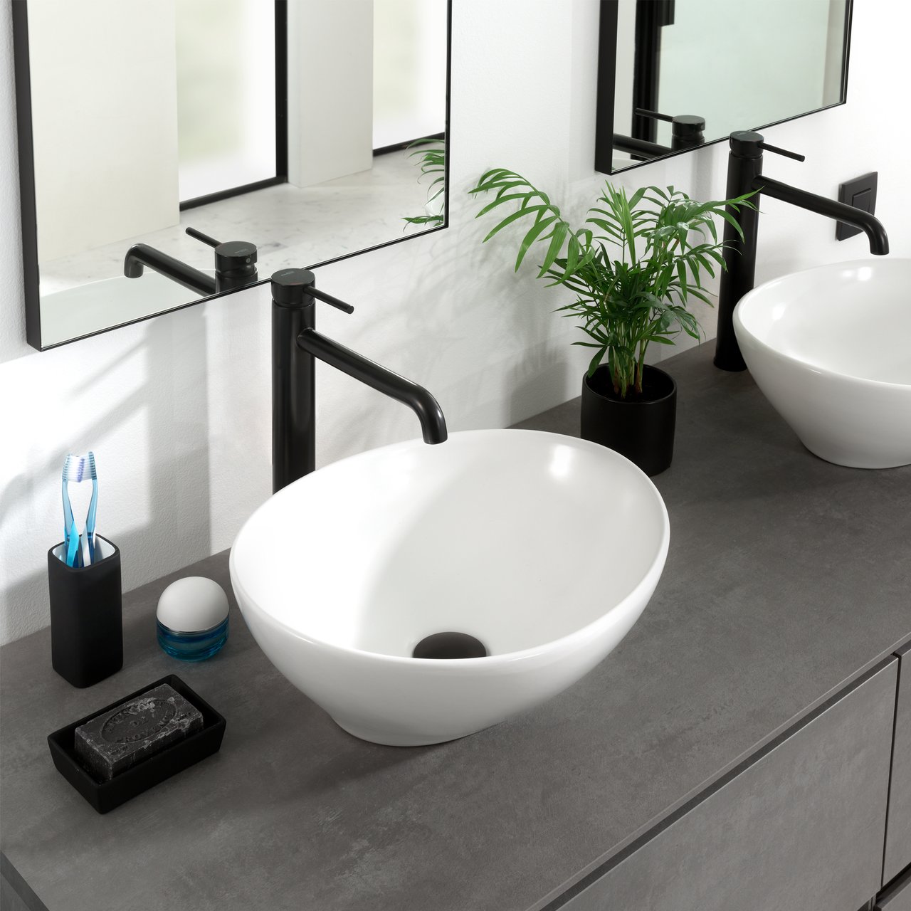 Blaufoss Round S robinet de lavabo réhaussé noir mat
