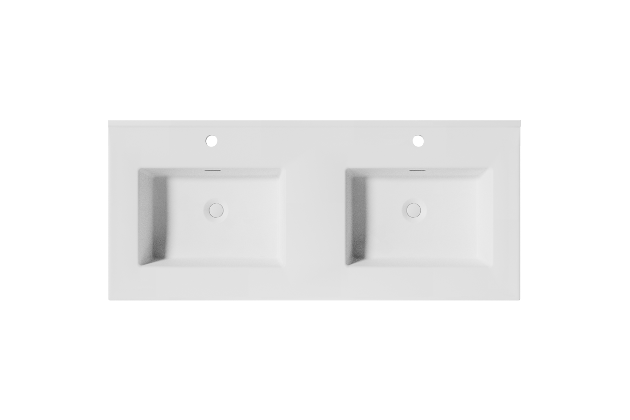 Storke Kera dubbele wastafel mat witte porselein 120 x 52 cm, inclusief crepine