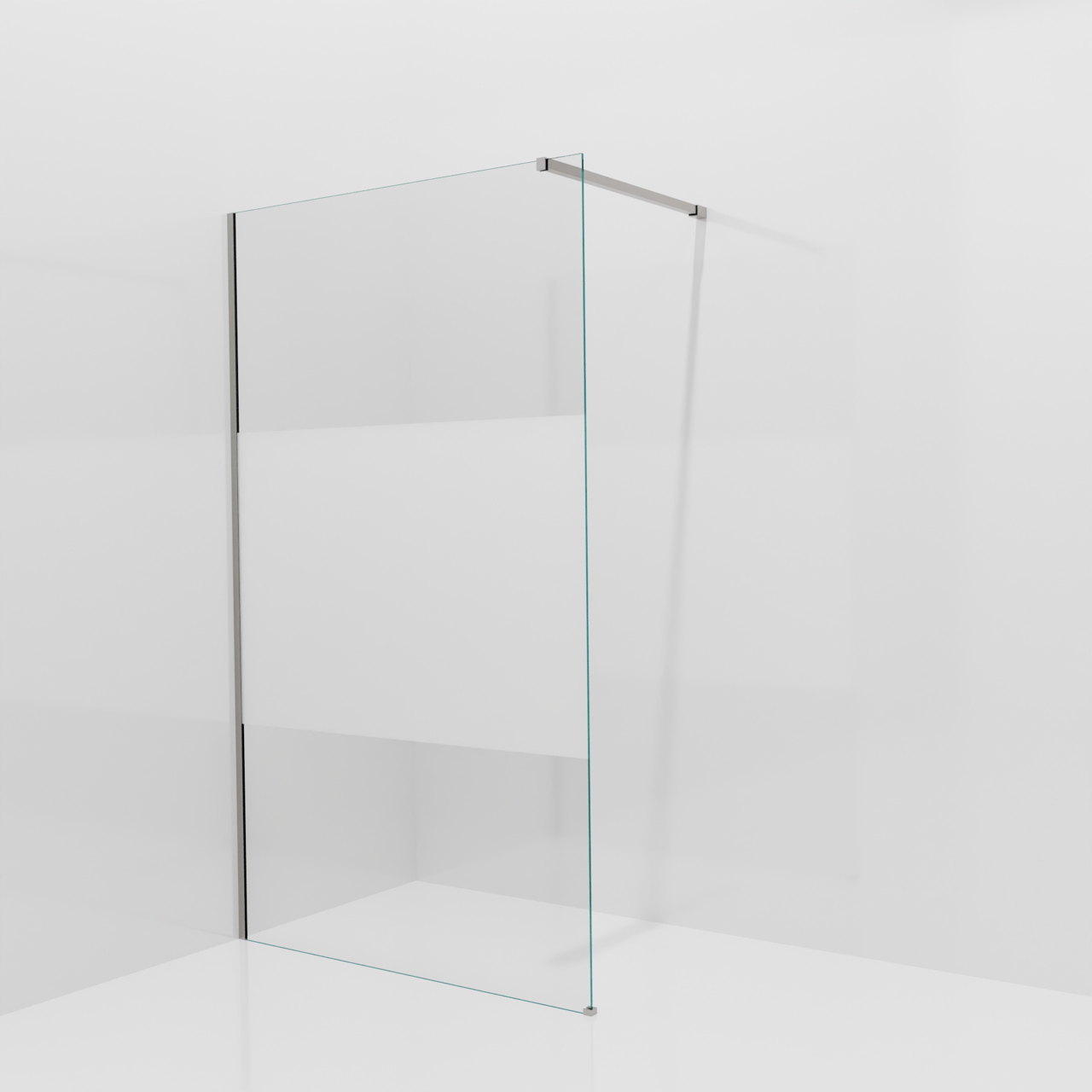 Balmani Modular douche à l'italienne: 120 x 200 cm, Verre transparent avec bande mate, Profil Brushed Inox