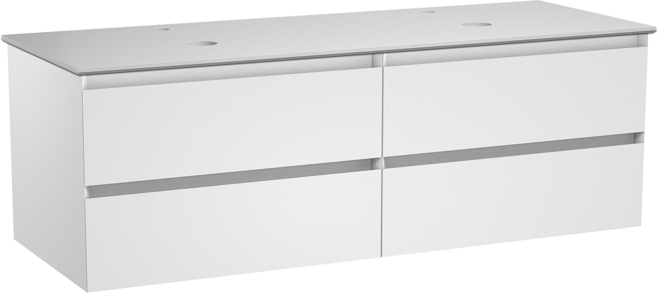 Balmani Mitra meuble salle de bains suspendu 150 x 55 cm blanc mat avec Facetta tablette double en solid surface blanc mat