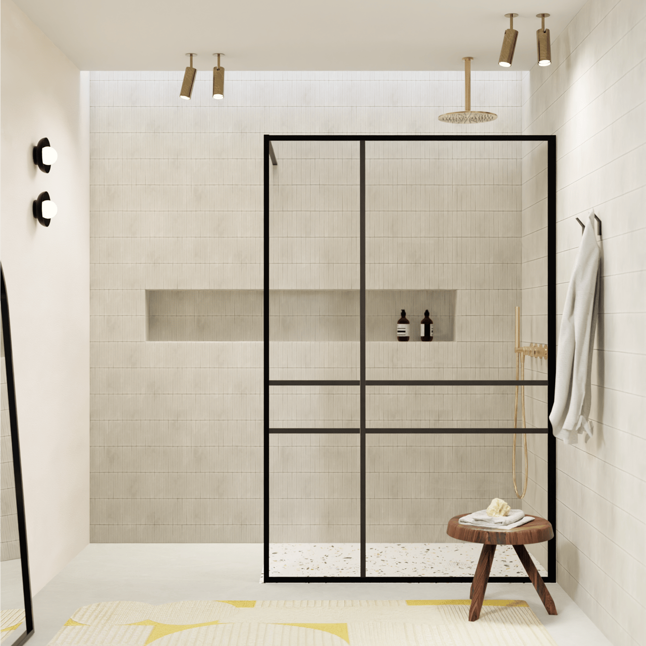 Balmani Framed Plus inloopdouche 140 x 210 cm crossed glas met coating, zwart profiel