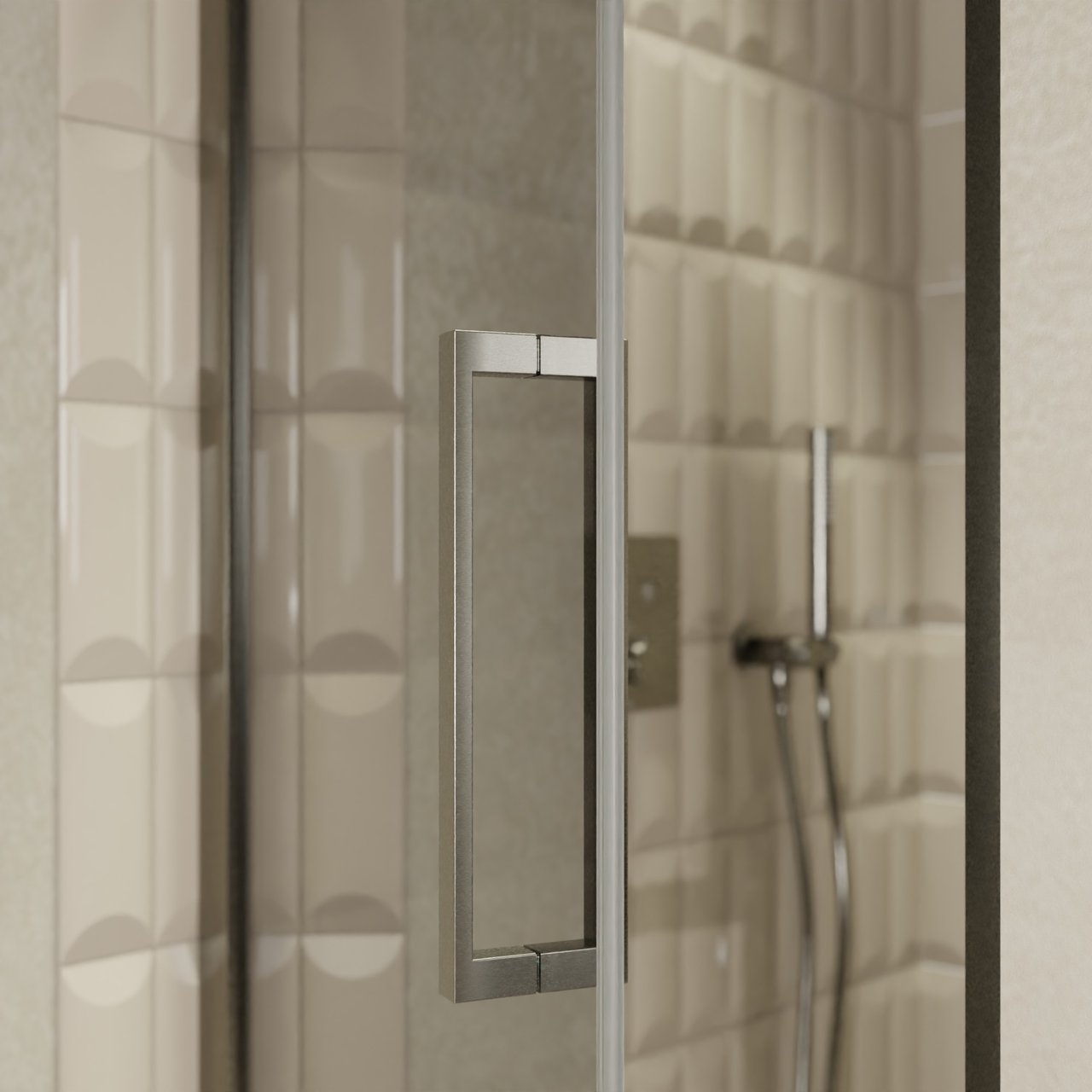 Balmani Senses Design porte pivotante à gauche 90 cm x 210 cm verre Miroir Reflex, Profil Brushed GunMetal, coating inclus