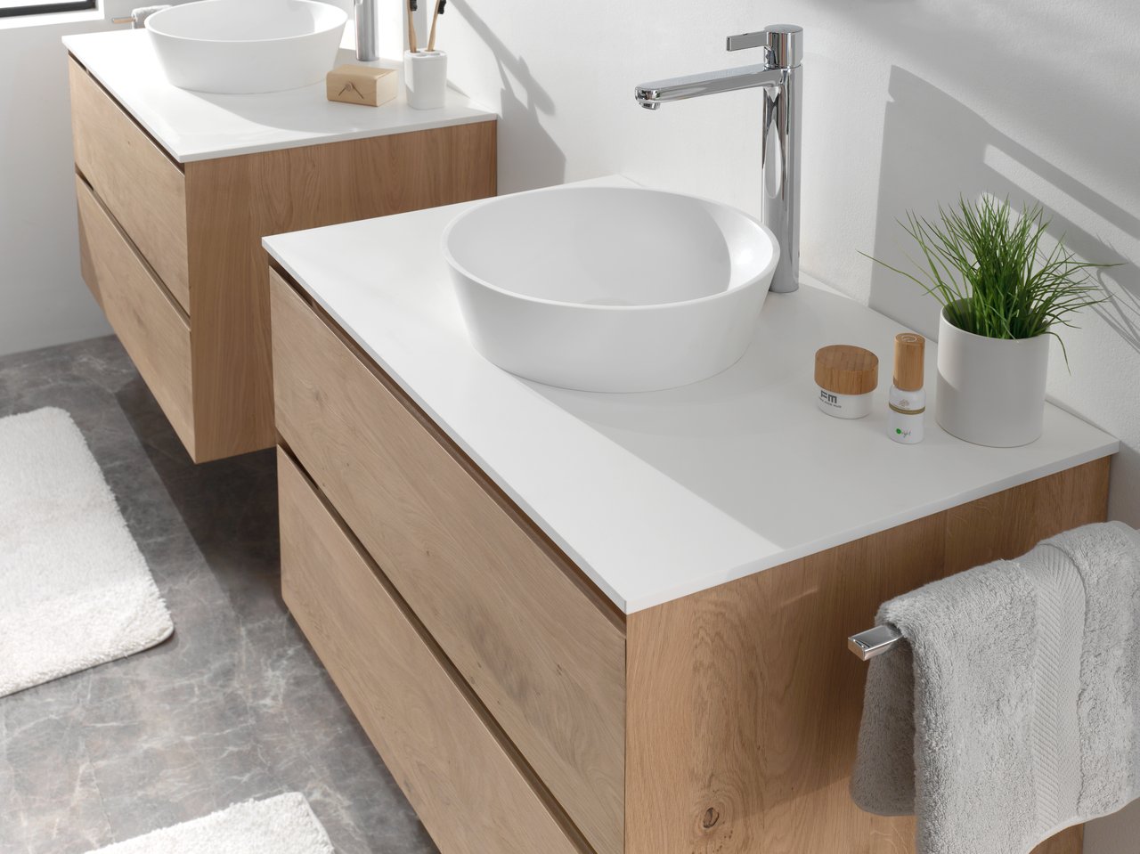 Balmani Zone Aufsatzwaschbecken: Solid Surface, matt, rund, Ø 35 cm