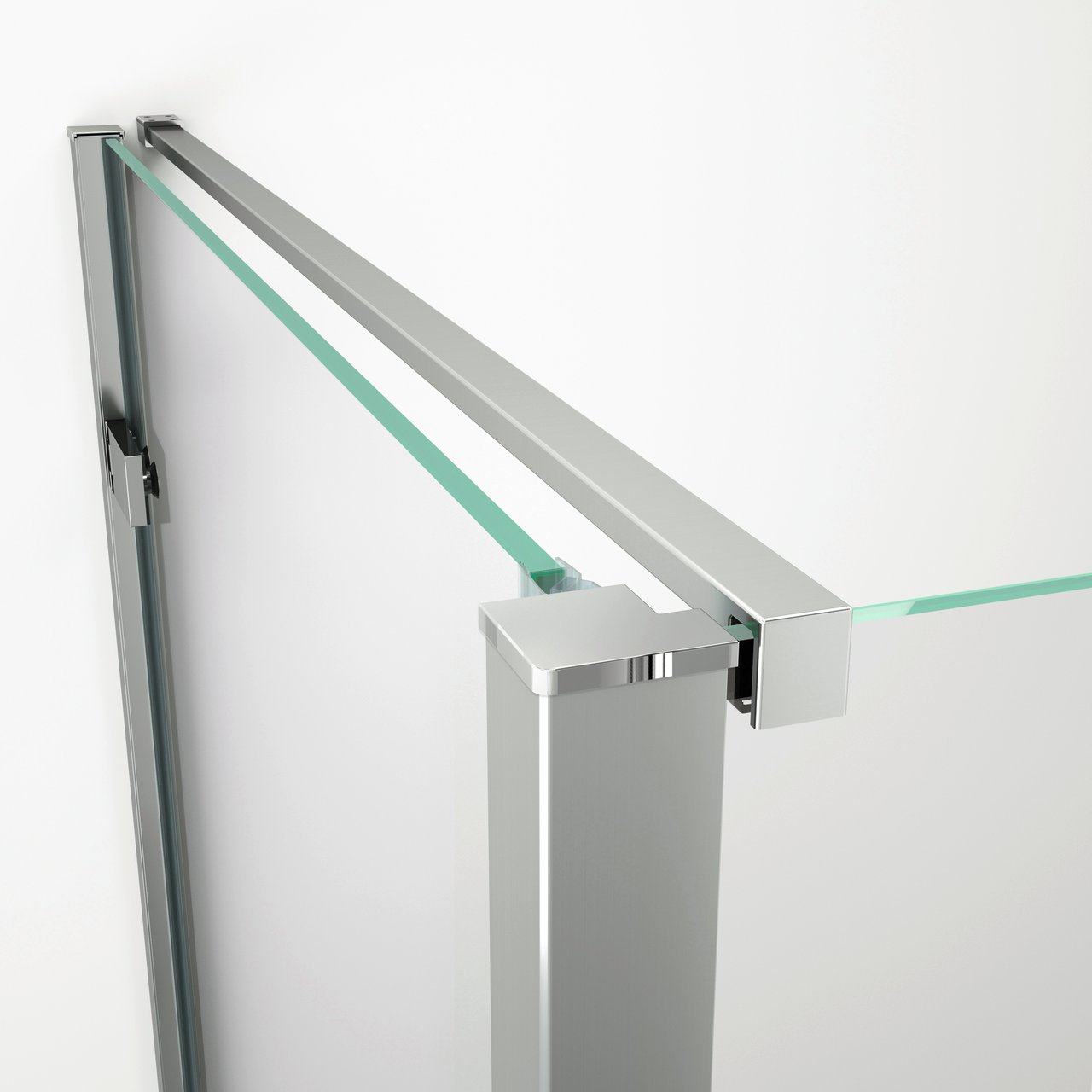 Luca Varess Nona douchehoek met draaideur en 2 vaste zijwanden 100 x 100 cm helder glas glanzend chroom profiel