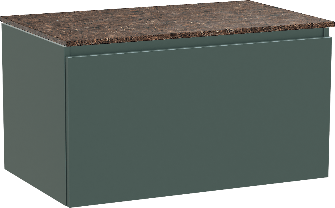 Balmani Sfera by Lucida zwevend badmeubel 90 x 55 cm forest met Stretto enkel wastafelblad in marmer dark emperador