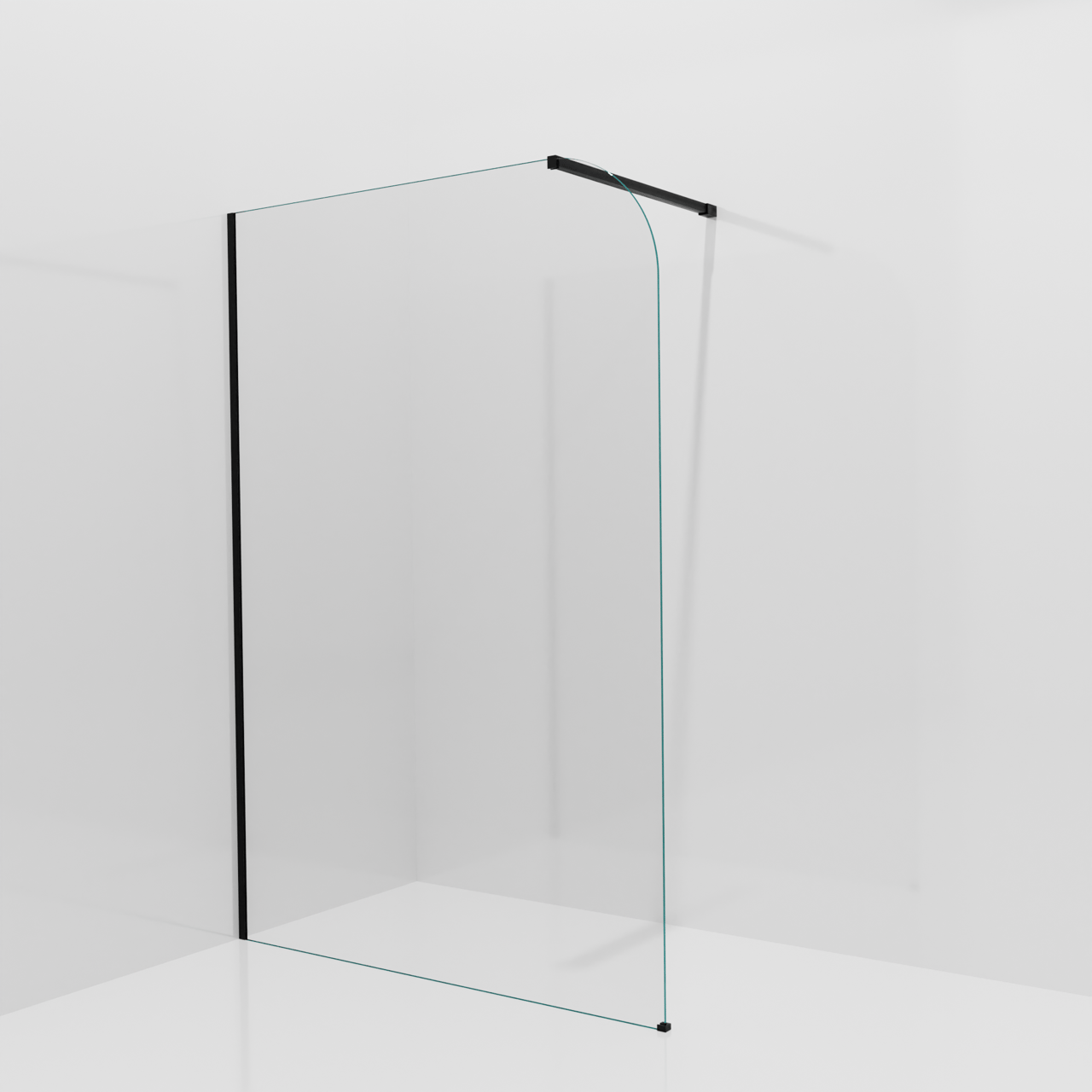 Balmani Modular inloopdouche: 140 x 200 cm, Helder glas afgerond met coating, Mat zwarte profielen