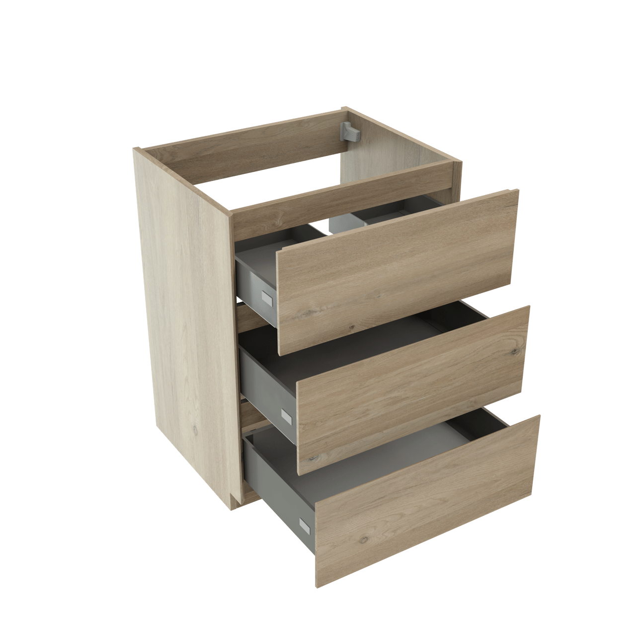 Storke Edge meuble sous-lavabo a poser 65 x 52 cm chêne brut 3 tiroirs