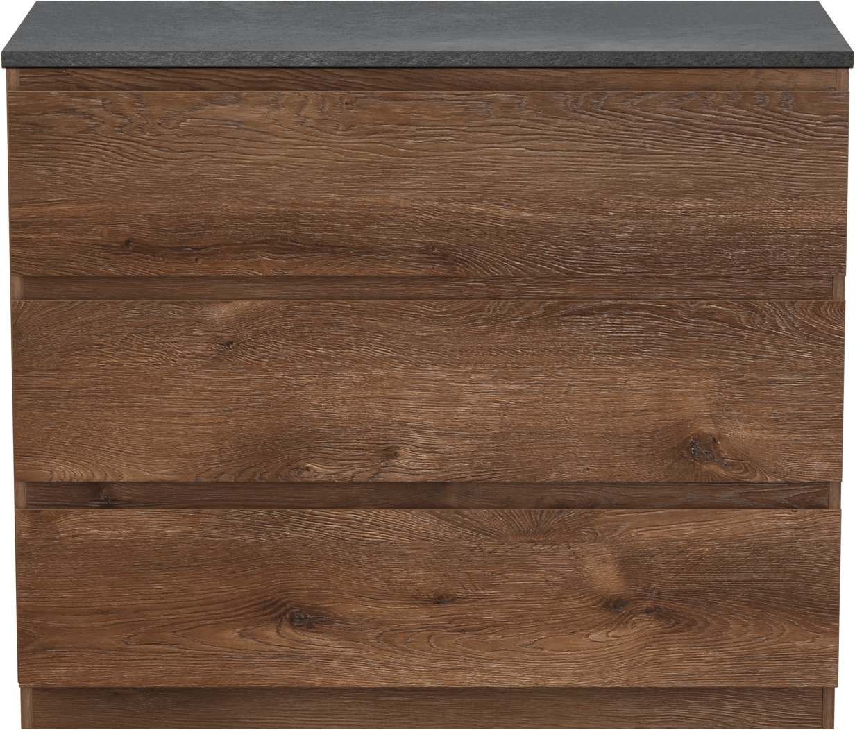 Linie Lado freistehendes Möbelstück Set: 100 x 46 cm, Braune Eiche, mit Lado Einzel- oder Doppel Waschtischplatte, Melamin Schiefergrau