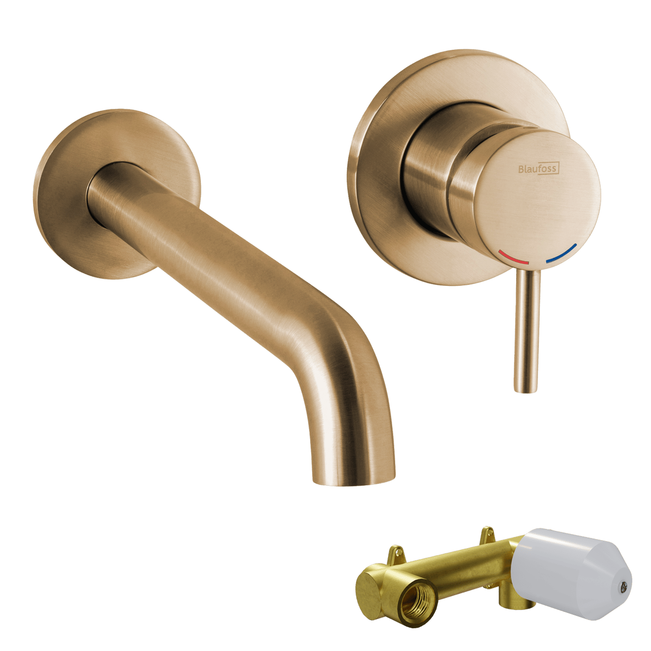 Blaufoss Round inbouw wastafelkraan Brushed Gold incl. inbouwelement