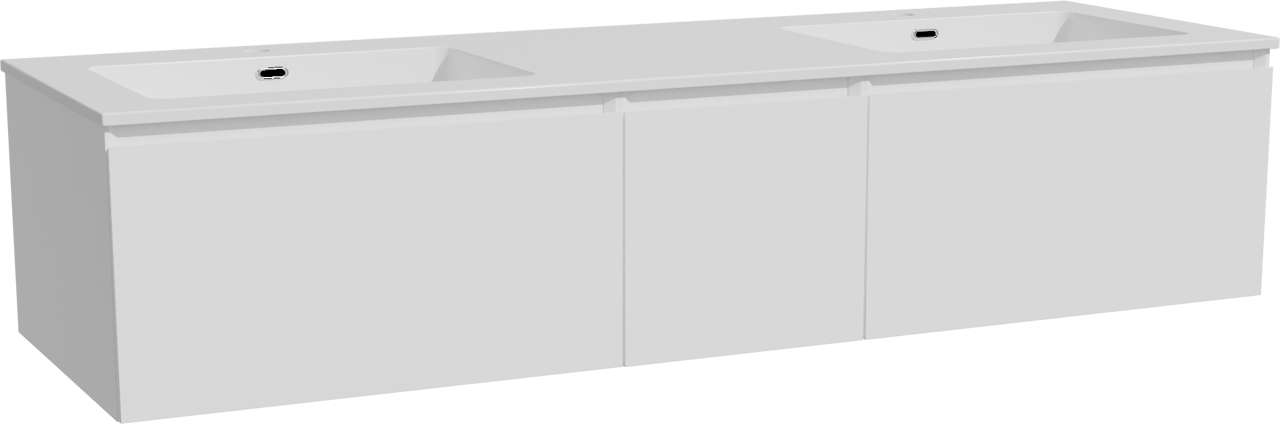 Storke Edge zwevend badmeubel 165 x 52 cm hoogglans wit met Diva dubbele wastafel in composietmarmer hoogglans wit