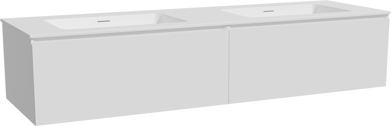 Storke Edge zwevend badkamermeubel 170 x 52 cm mat wit met Mata dubbele wastafel in solid surface mat wit