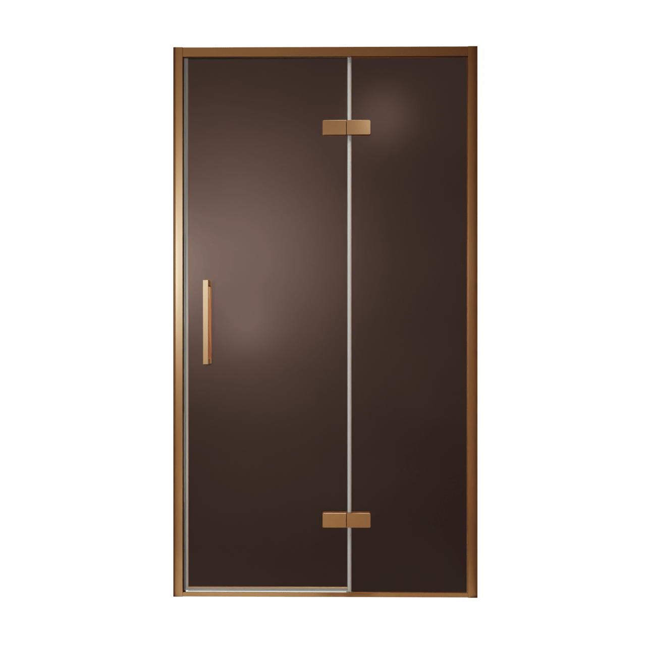 Balmani Senses Design douche draaideur rechts 120 cm x 210 cm Brons glas, Brushed Rosegold profielen, met coating