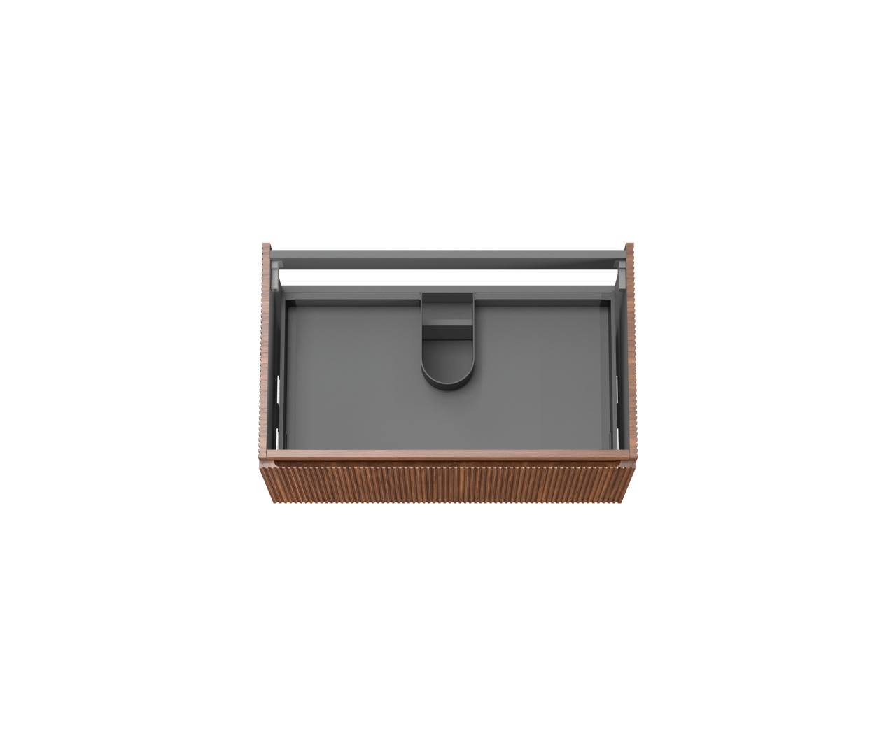 Storke Ribs zwevende wastafelonderkast 85 x 52 cm notelaar 2 lades