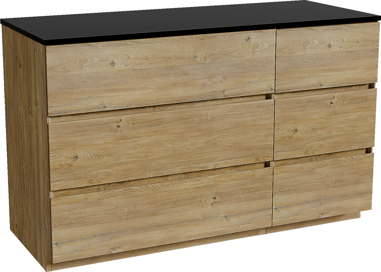 Storke Edge freistehendes Möbelstück Set: 130 x 52 cm, Rohe Eiche, mit Panton Einzel- oder Doppel Waschtischplatte, Pulverbeschichtetes MDF Schwarz matt