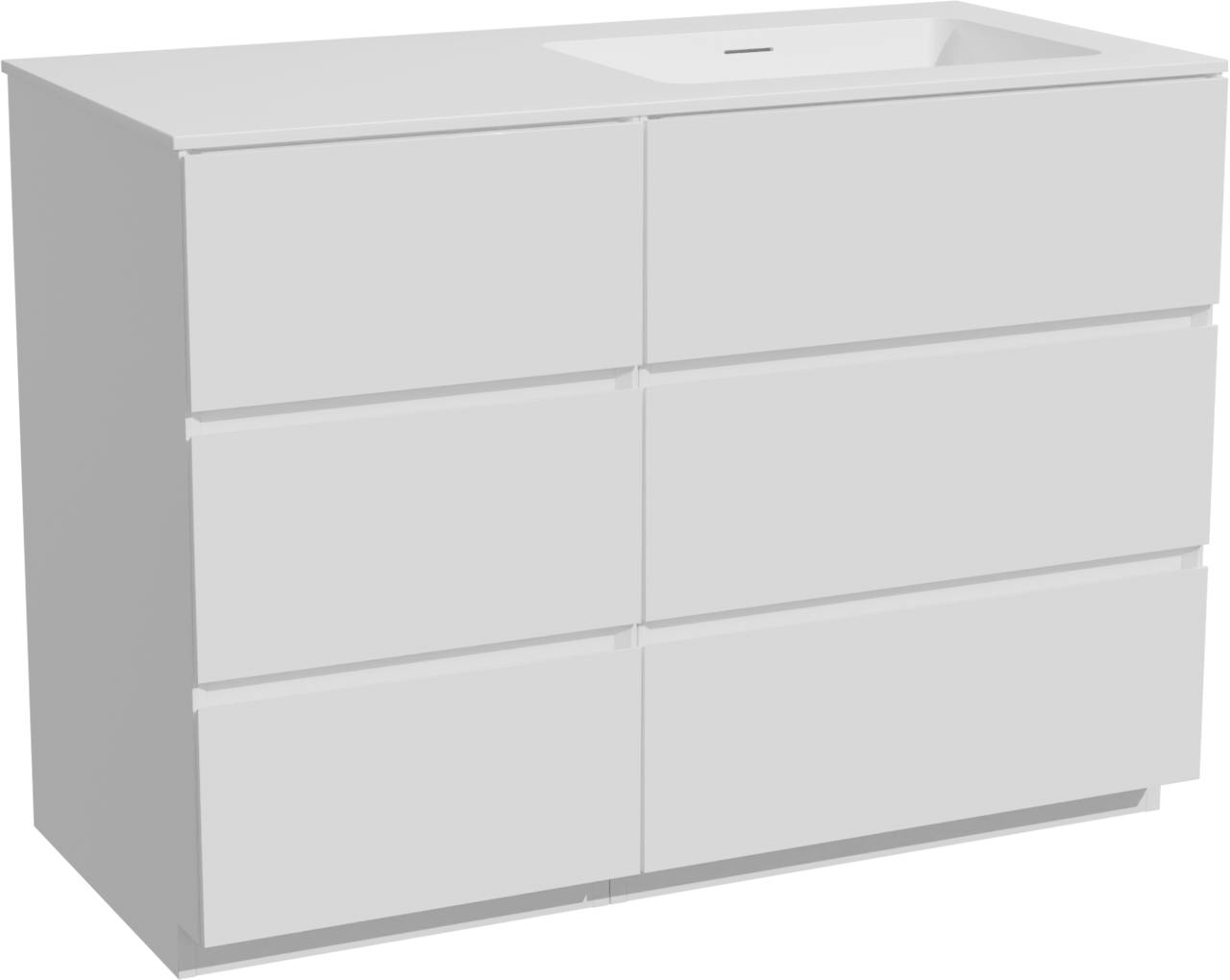 Storke Edge staand badmeubel 110 x 52 cm mat wit met Mata asymmetrisch rechtse wastafel in solid surface mat wit