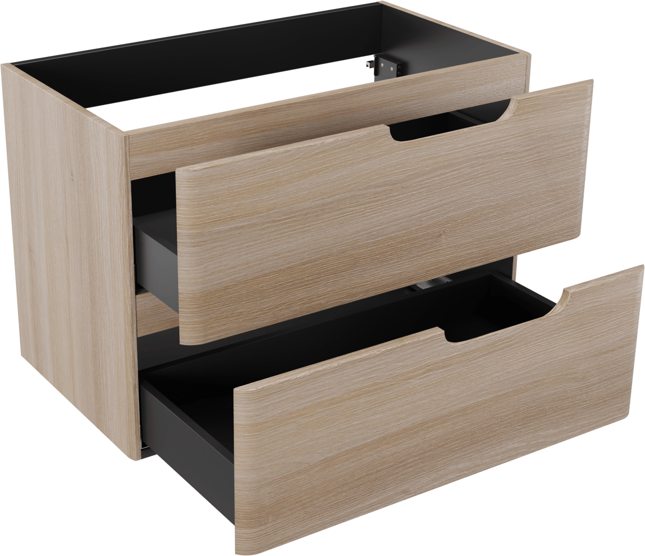 Linie Curvo meuble sous-lavabo suspendu 80 x 46 cm chêne clair 2 tiroirs