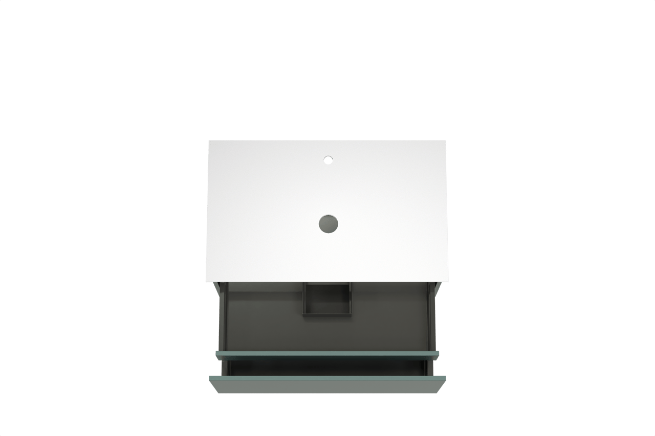 Balmani Sfera by Lucida meuble salle de bains suspendu 90 x 55 cm forest avec Facetta tablette simple en solid surface blanc mat