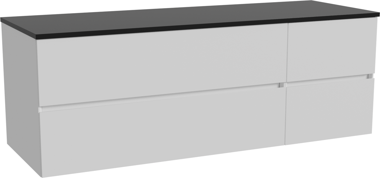 Storke Edge meuble salle de bains suspendu 150 x 52 cm blanc mat avec Panton tablette simple ou double en mdf enduit de poudre noir mat