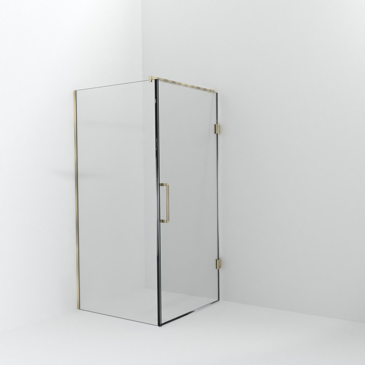 Balmani Modular Walk-In Dusche mit Tür: 100 x 200 cm mit Tür 100 cm, Klarglas inklusive Coating, Profil Brushed Champagne Gold