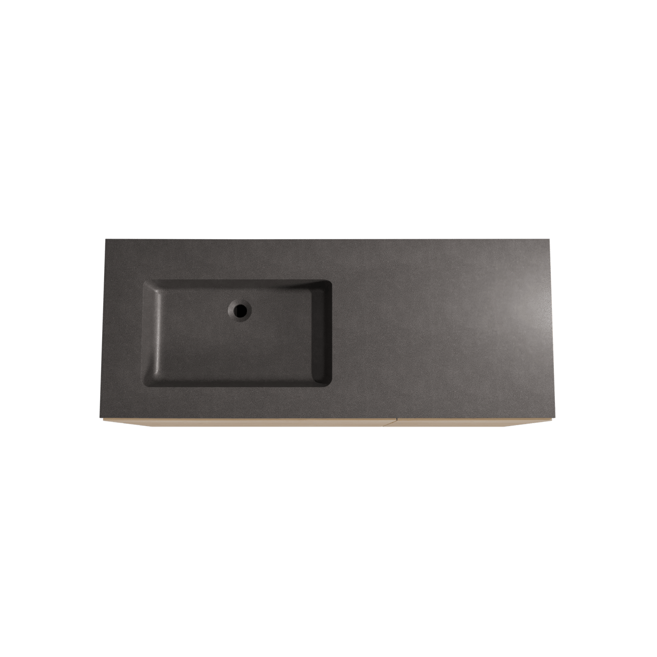 Storke Edge staand badmeubel 130 x 52 cm ruw eiken met Scuro asymmetrisch linkse wastafel in kwarts mat zwart