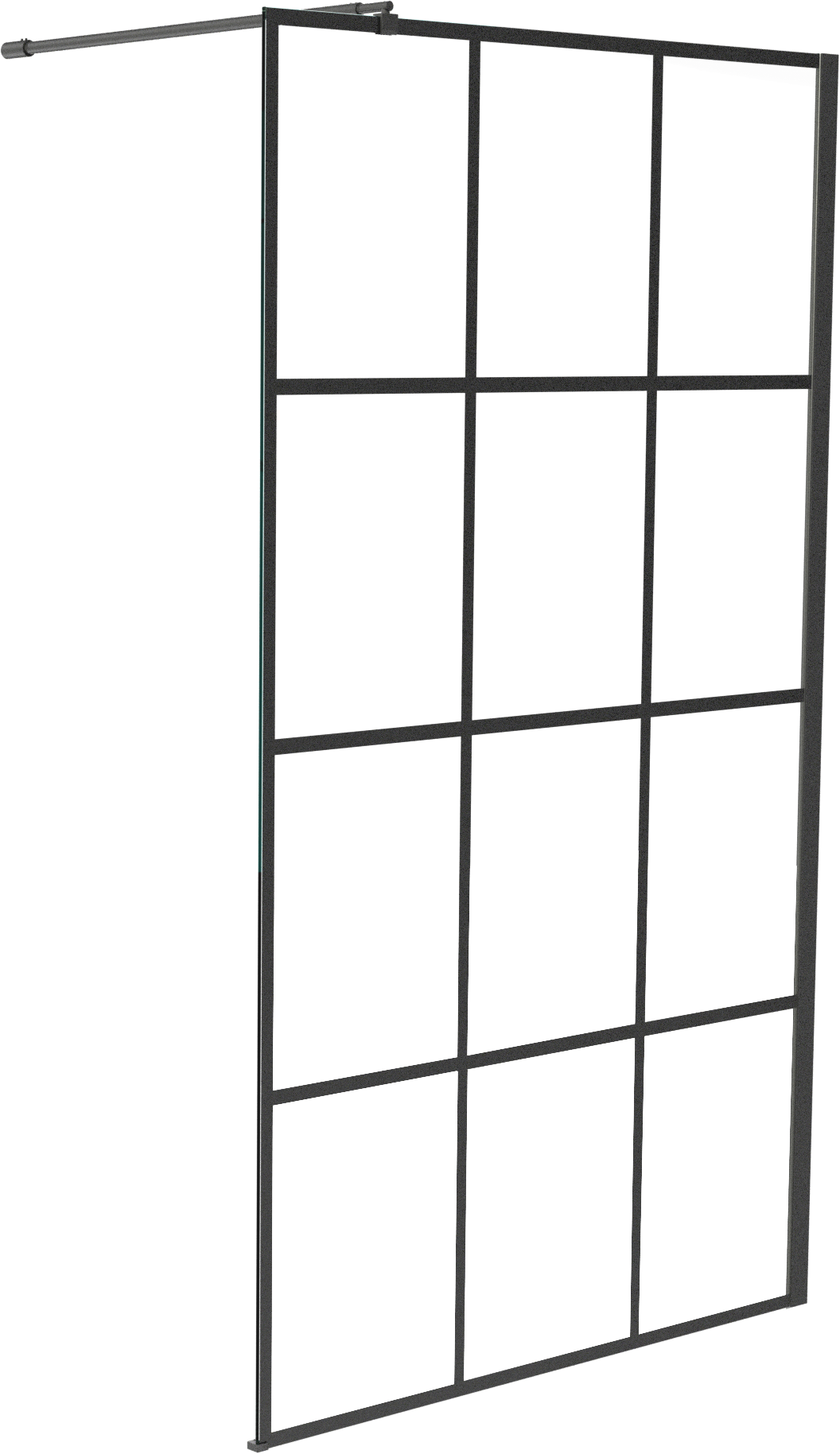 Linie Walk-In inloopdouche 120 x 200 cm square glas mat zwart profiel