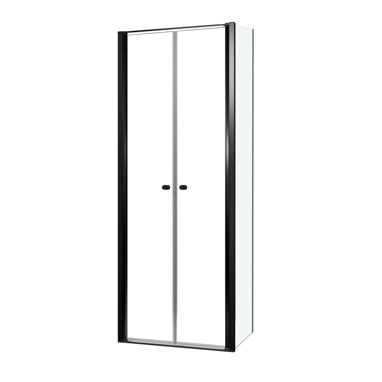 Luca Varess Kuresa coin-douche porte battante avec paroi latérale fixe 80 x 80 x 200 cm verre transparent et profil noir mat