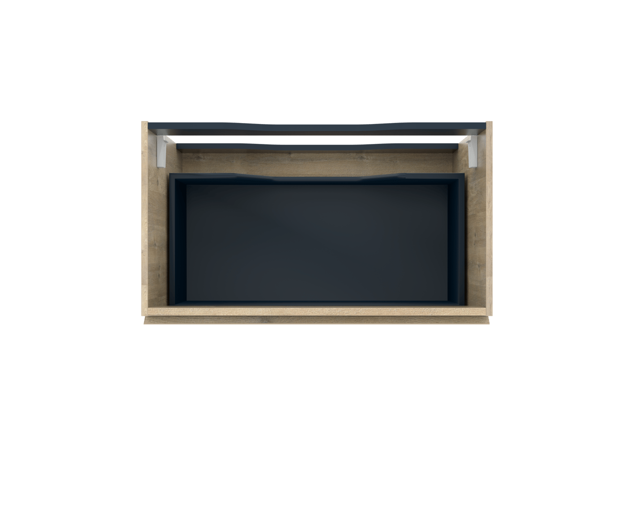 Linie Lado zwevend badkamermeubel 80 x 46 cm natuur eik met Lado enkel tablet in melamine leisteen grijs