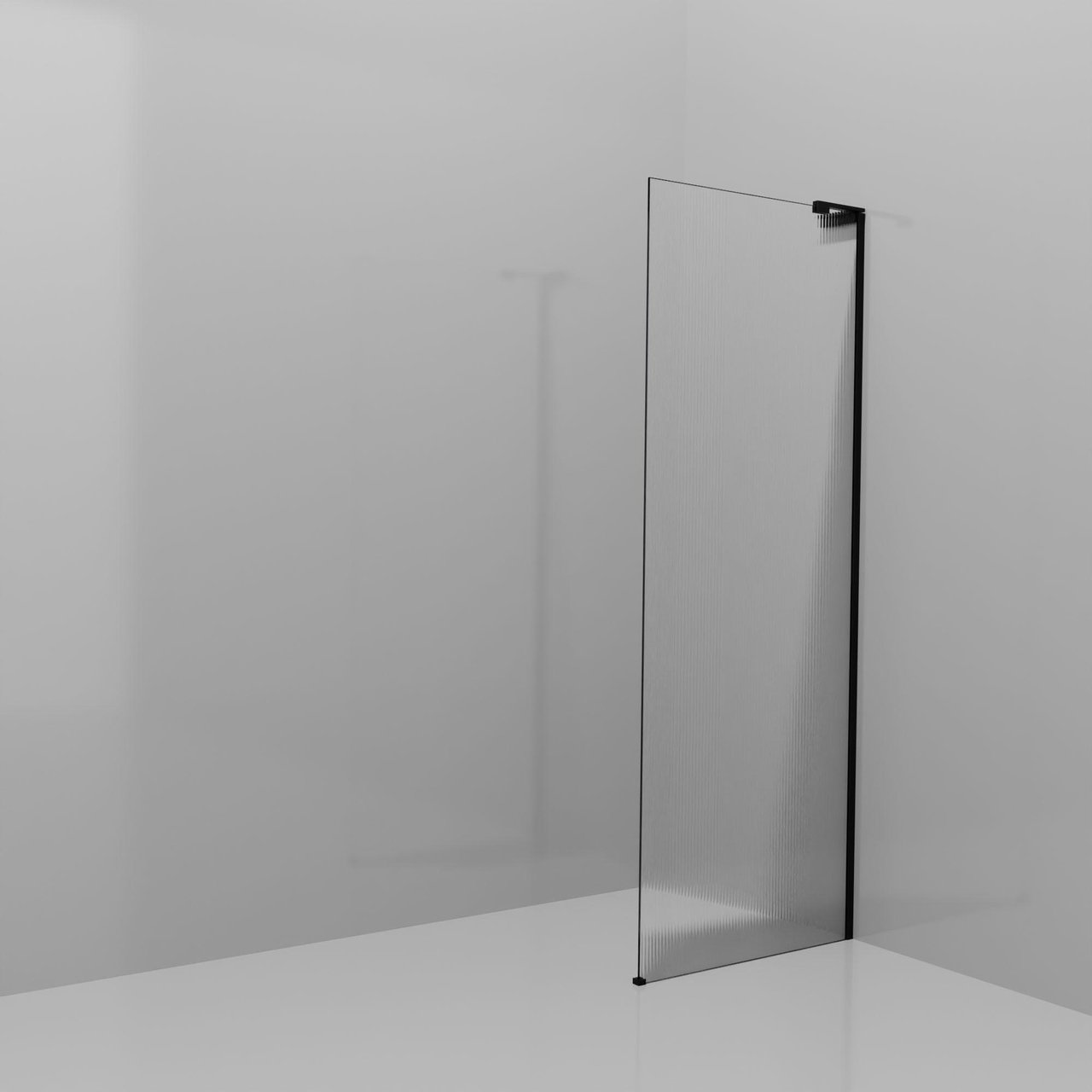 Balmani Modular inloopdouche: 80 x 200 cm, Ribs met coating, Mat zwarte profielen met L-Shape