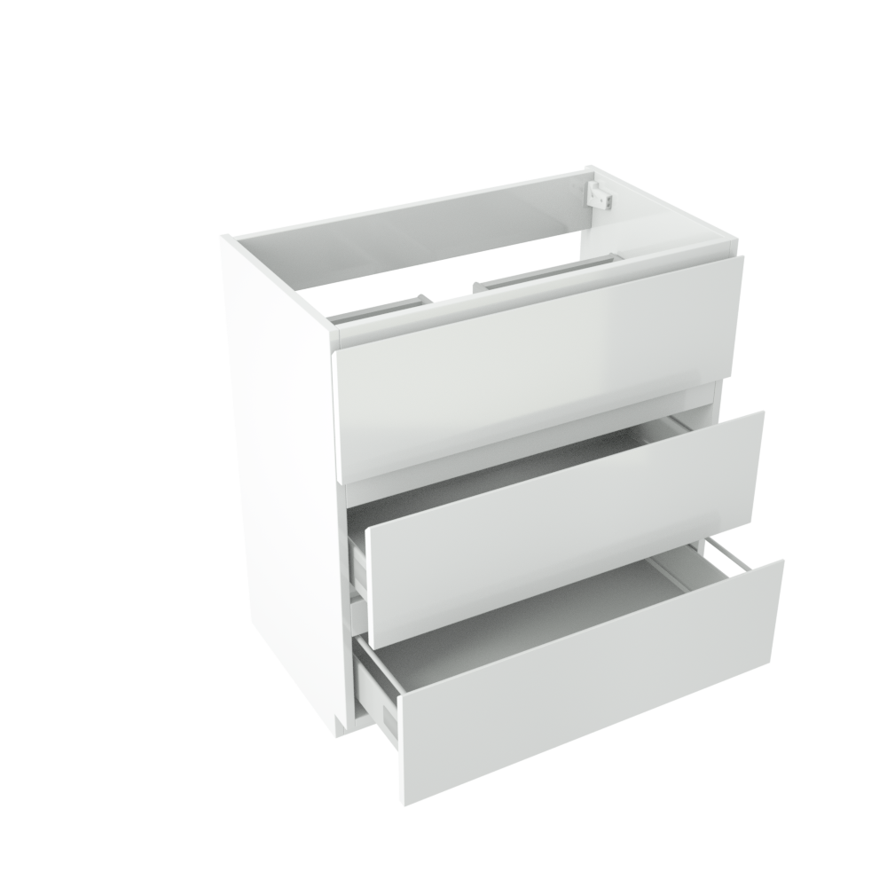 Storke Delta meuble sous-lavabo a poser 80 x 48 cm blanc brillant 3 tiroirs