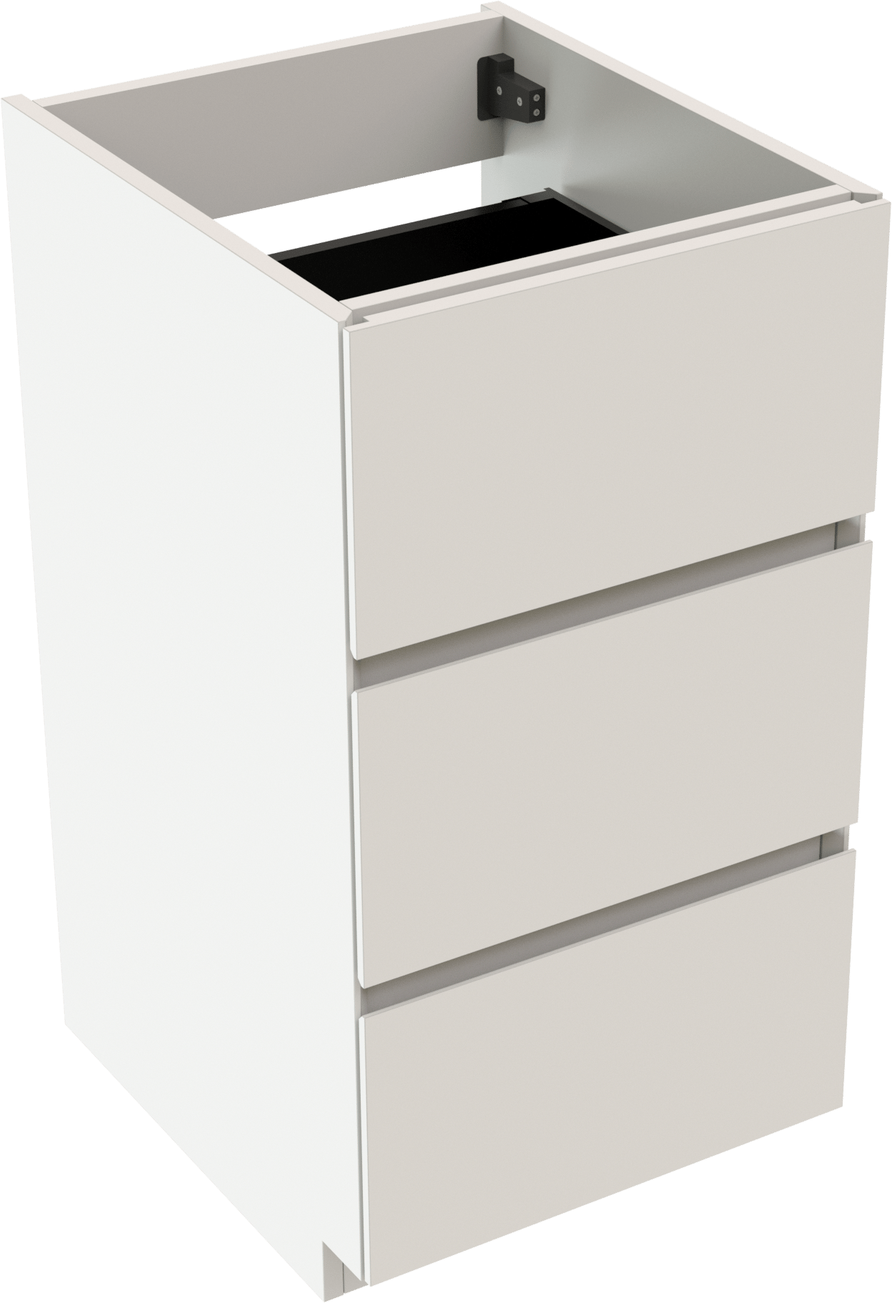 Storke Edge stehender Waschbeckenunterschrank: 45 x 52 cm, Weiß matt, 3 Schubladen