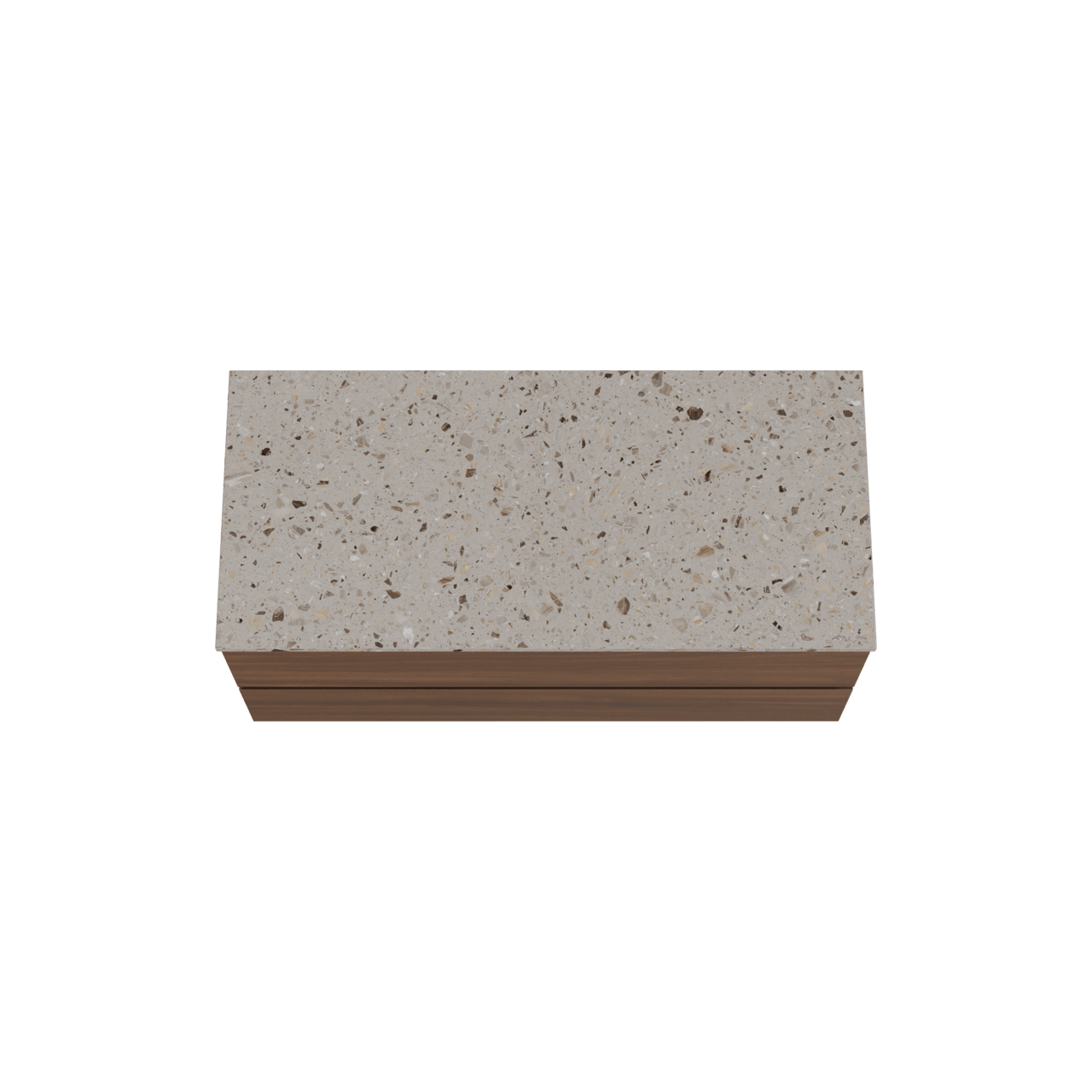 Balmani Lucida meuble salle de bains suspendu 120 x 55 cm noyer américain avec Stretto tablette simple ou double en terrazzo greige terrazzo