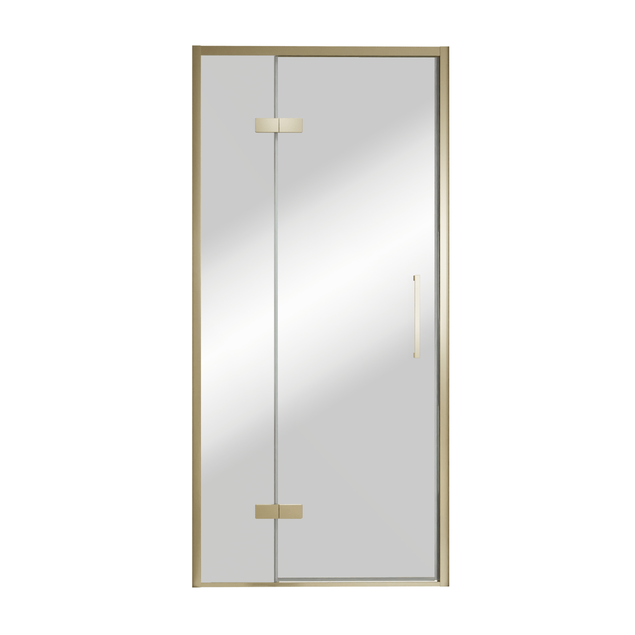 Balmani Senses Design porte pivotante à gauche 100 cm x 210 cm verre Miroir Reflex, Profil Brushed Champagne Gold, coating inclus