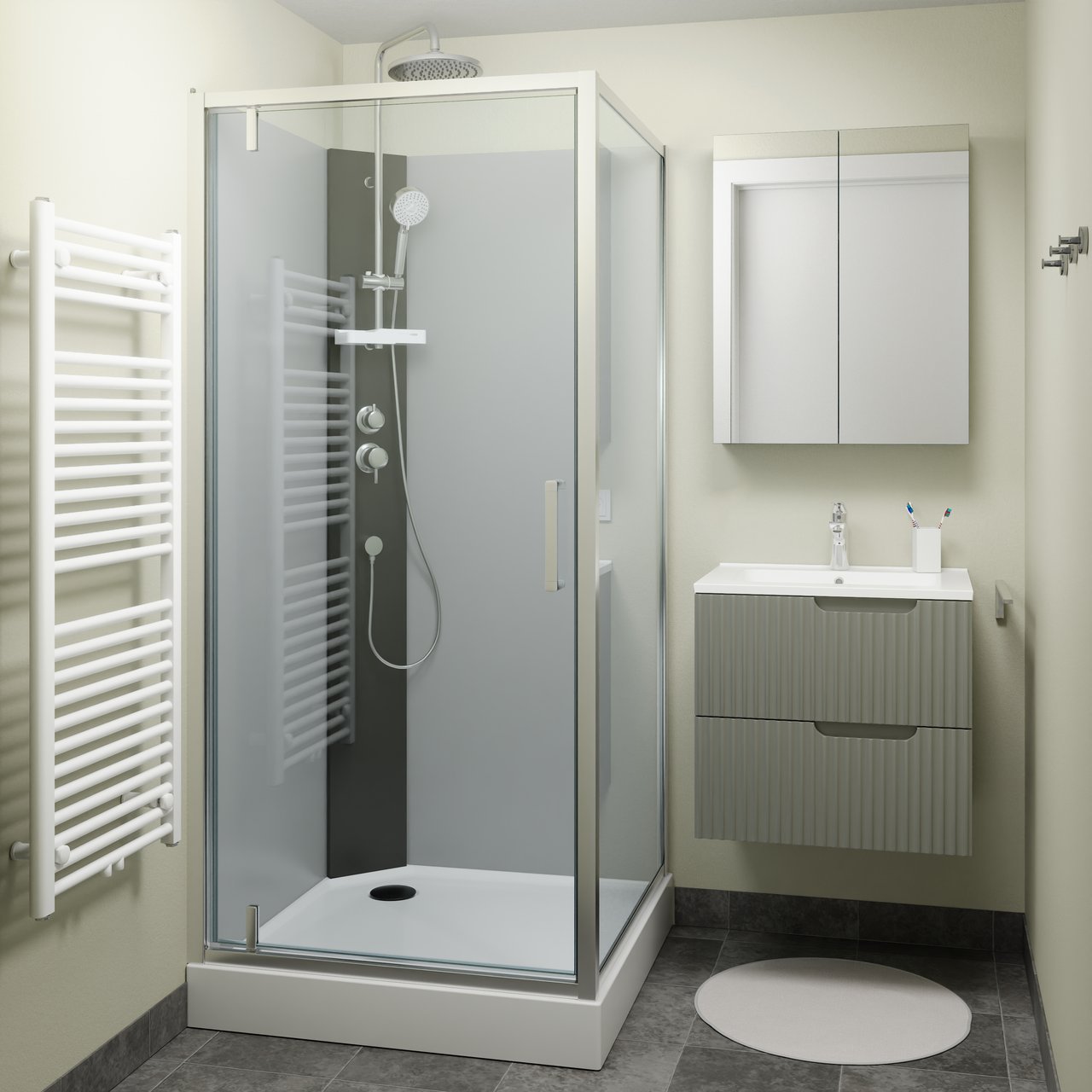Linie Salta complete douchecabine met draaideuren 90 x 90 cm helder glas chroom profiel met kraan