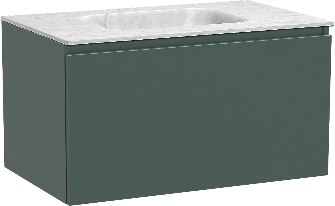 Balmani Sfera by Lucida meuble salle de bains suspendu 90 x 55 cm forest avec Tablo Arcato plan simple en marbre carrara