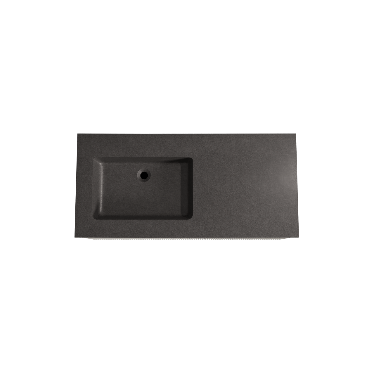 Storke Ribs zwevend badmeubel 110 x 52 cm zijdegrijs met Scuro asymmetrisch linkse wastafel in kwarts mat zwart, Verticale symmetrische rechte ribbel