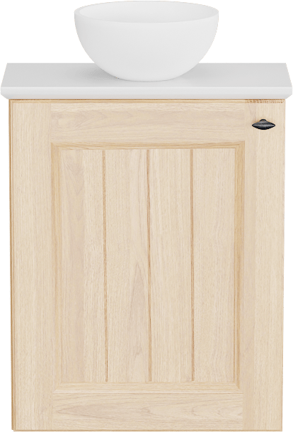 Balmani Lemon hängendes WC-Möbel-Set, 42 x 21 cm, Eiche Natur mit Facetta Waschtischplatte und Jazz Aufsatzbecken in Matte Solid Surface