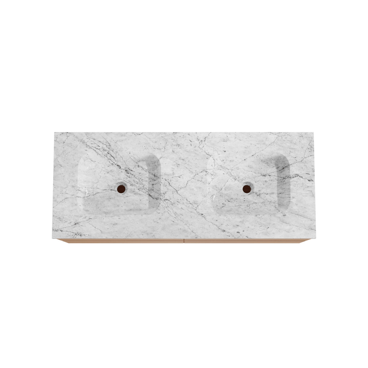 Balmani Mitra meuble salle de bains suspendu 135 x 55 cm teck avec Tablo Arcato double vasque en marbre carrara
