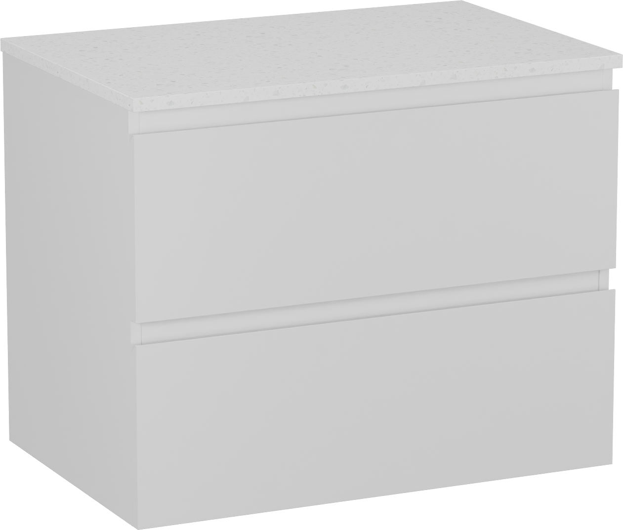 Linie Lado meuble salle de bains suspendu 70 x 46 cm blanc brillant avec Lado tablette simple en mélaminé terrazzo blanc