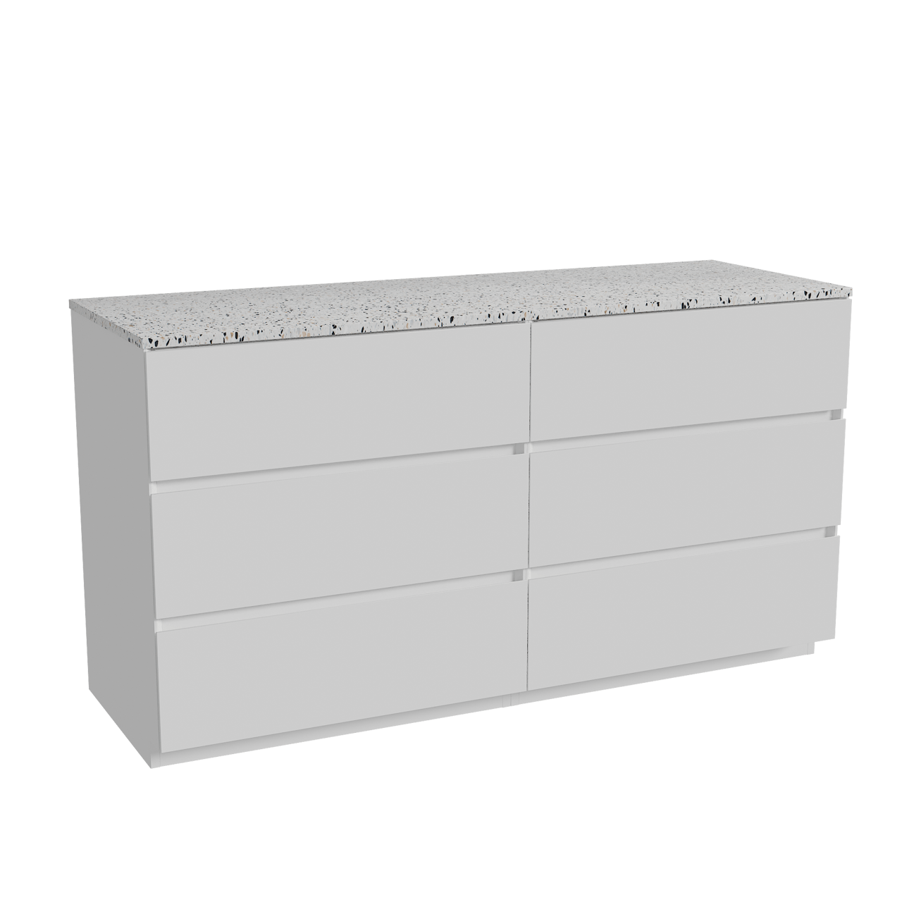 Storke Edge staand badmeubel 150 x 52 cm hoogglans wit met Tavola enkel of dubbel wastafelblad in mat wit/zwart terrazzo