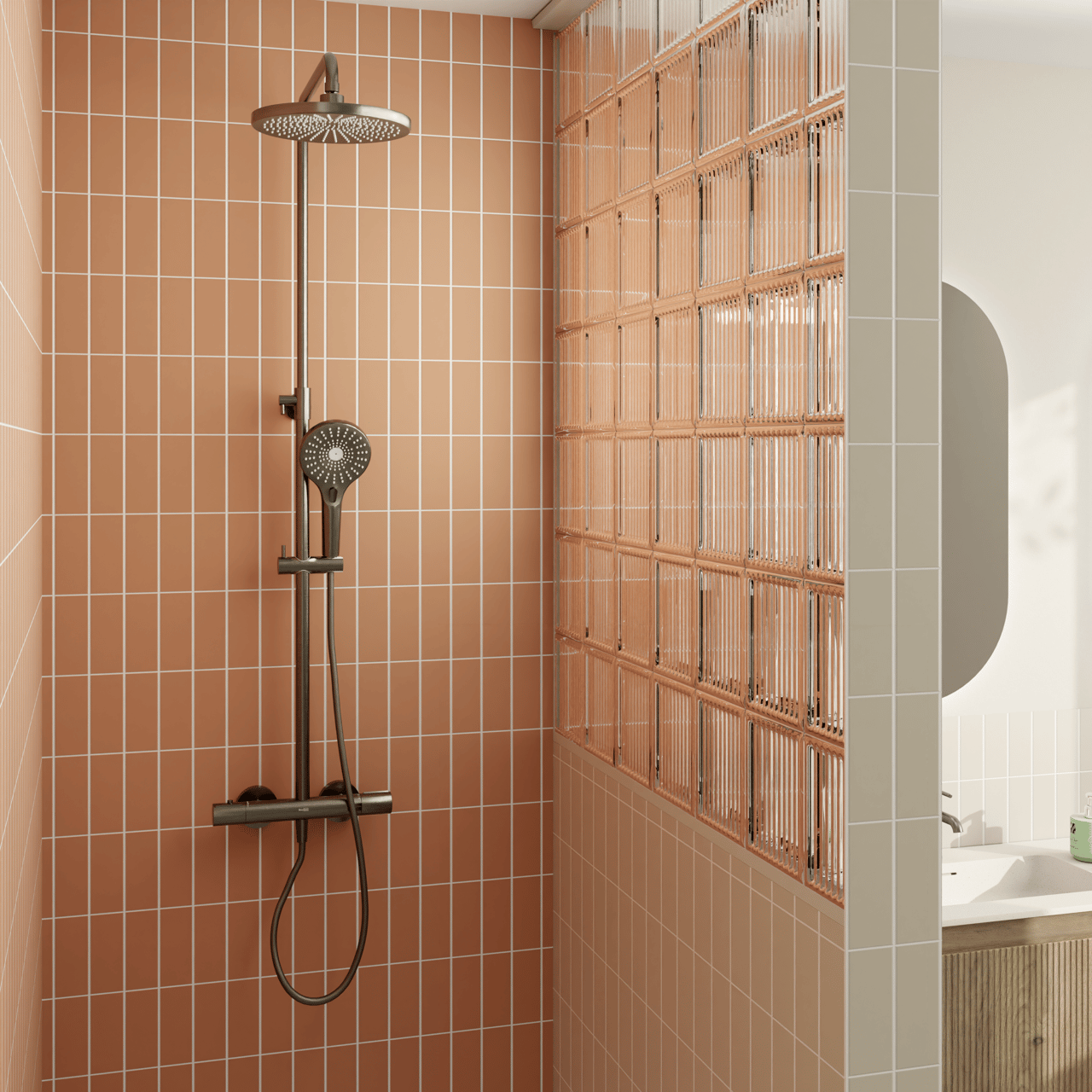 Blaufoss Onos 250 thermostatische kraan regendoucheset Brushed GunMetal