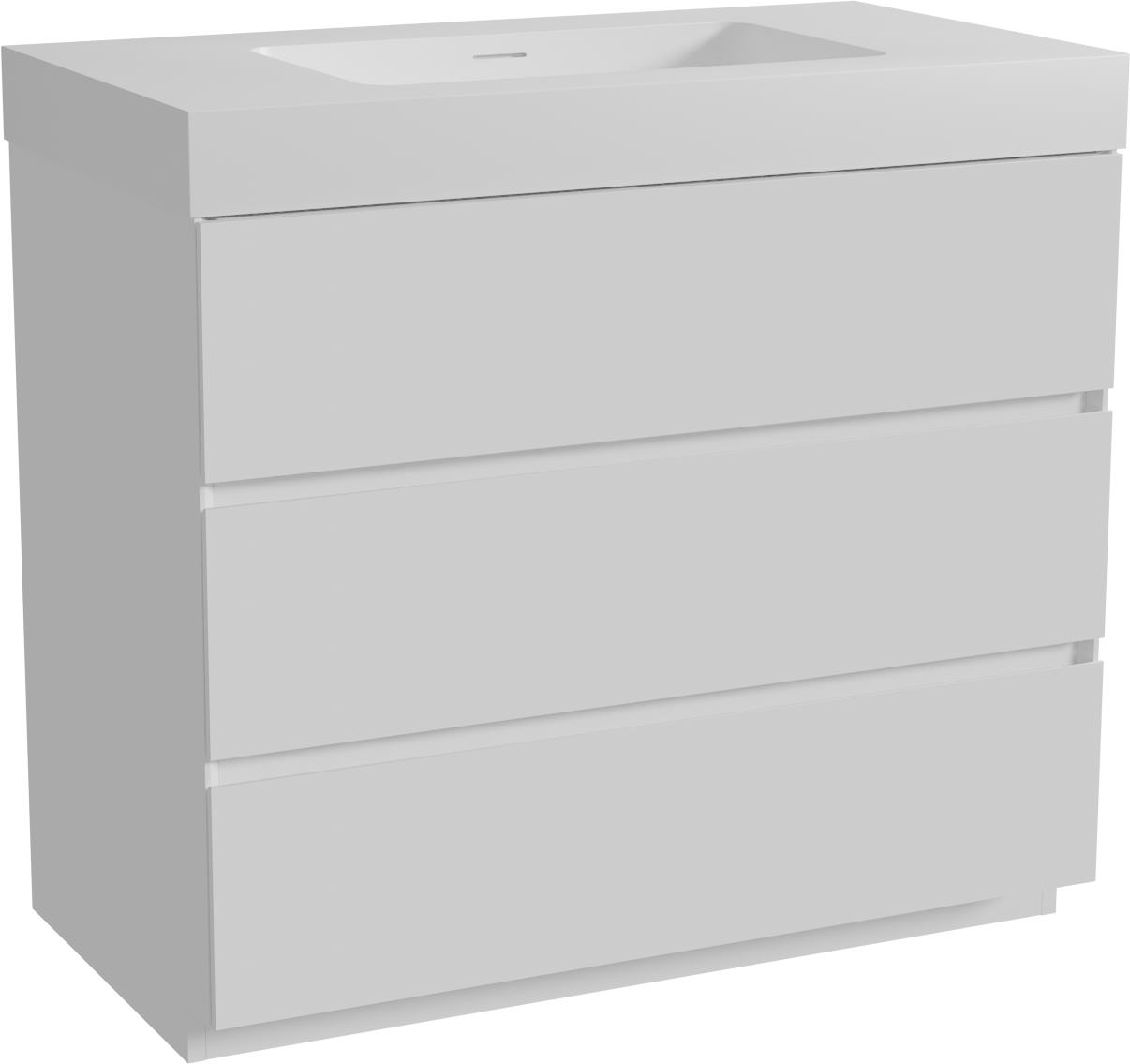 Storke Edge freistehendes Möbelstück Set: 95 x 52 cm, Weiß glänzend, mit Mata High Einzelwaschtisch, Solid Surface Weiß matt
