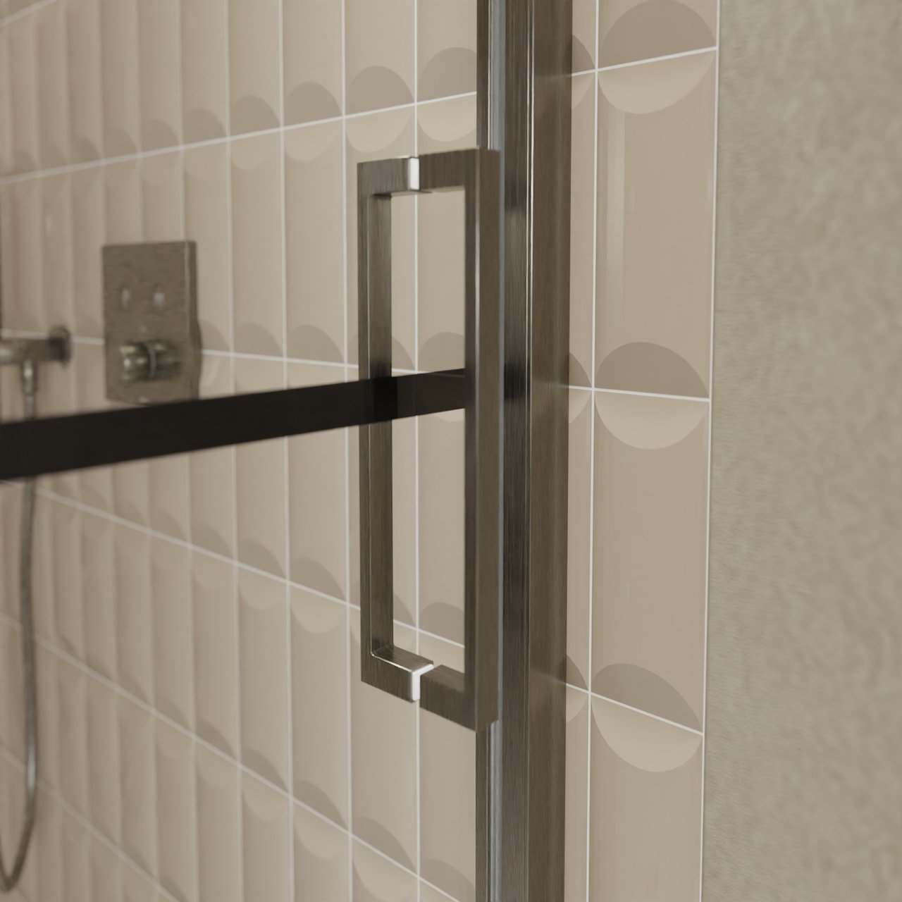 Balmani Senses Design douche schuifdeur rechts 140 cm x 210 cm Lined glas, Brushed GunMetal profielen