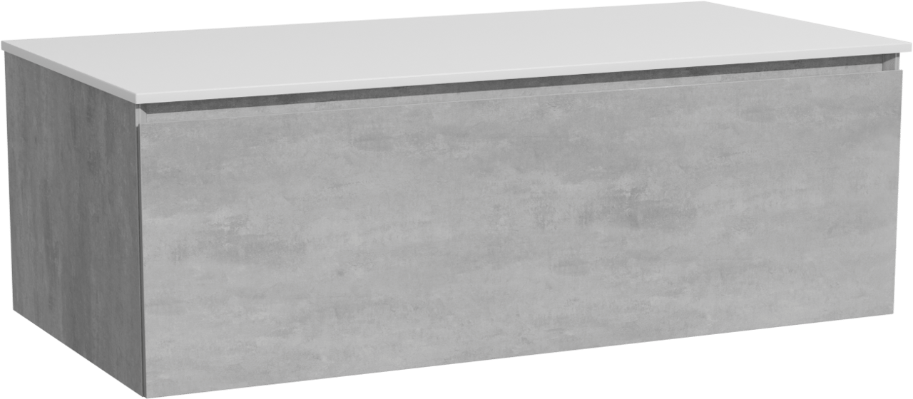 Storke Edge meuble salle de bains suspendu 105 x 52 cm béton gris foncé avec Tavola tablette simple en solid surface blanc mat