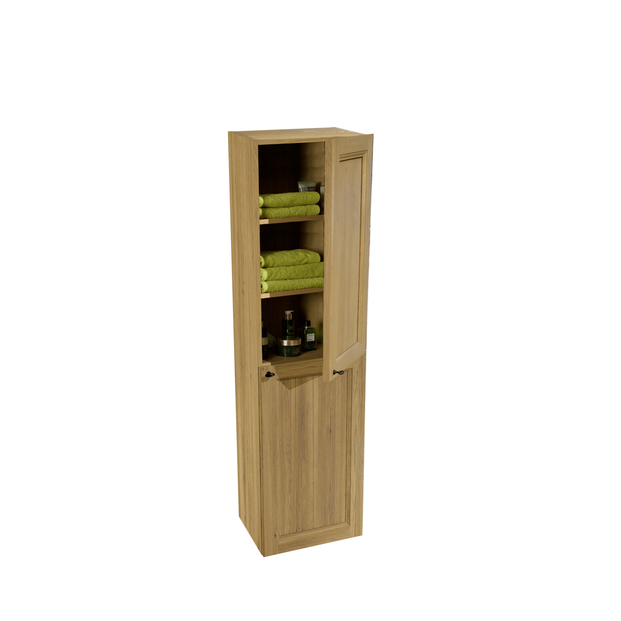 Balmani Lemon Badhochschrank: Hängend, Eiche verwittert, 45 x 35 x 169 cm mit Abdeckplatte